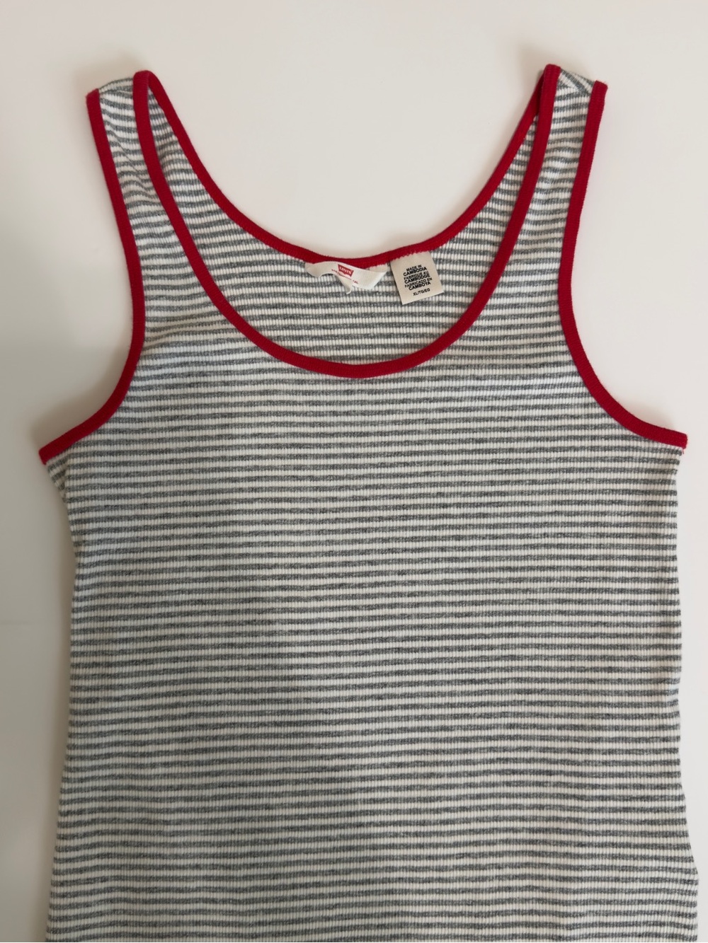 Levi's Essential Ribbed Striped Ringer Tank Top Contrast Trim - Picture 5 of 9